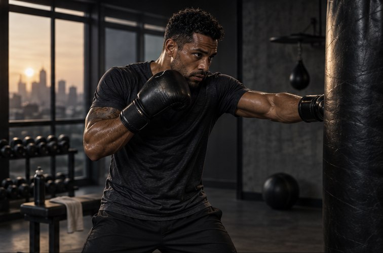 Homem treinando boxe